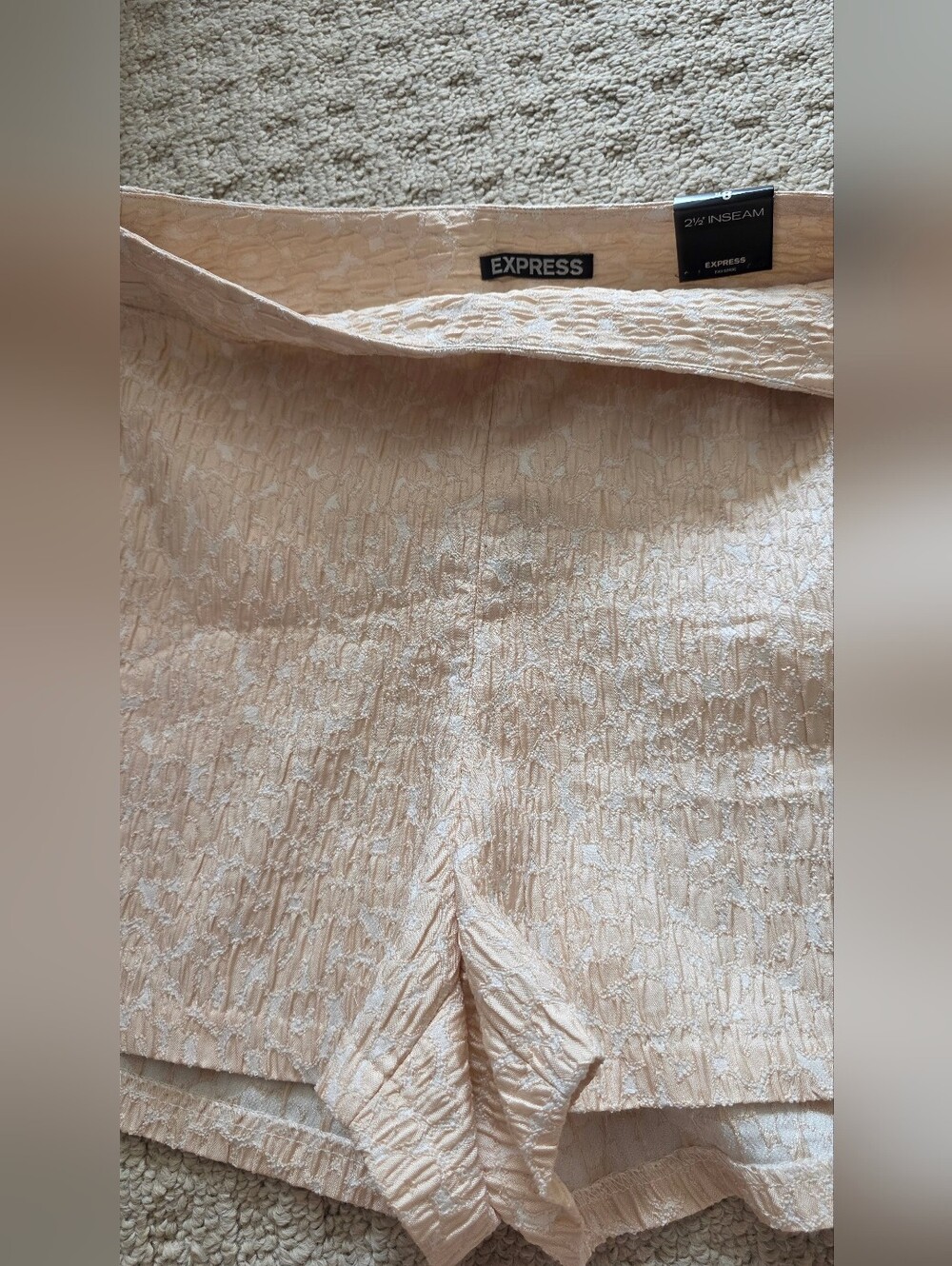 Express Crinkle Peach High Waist Chic Shorts